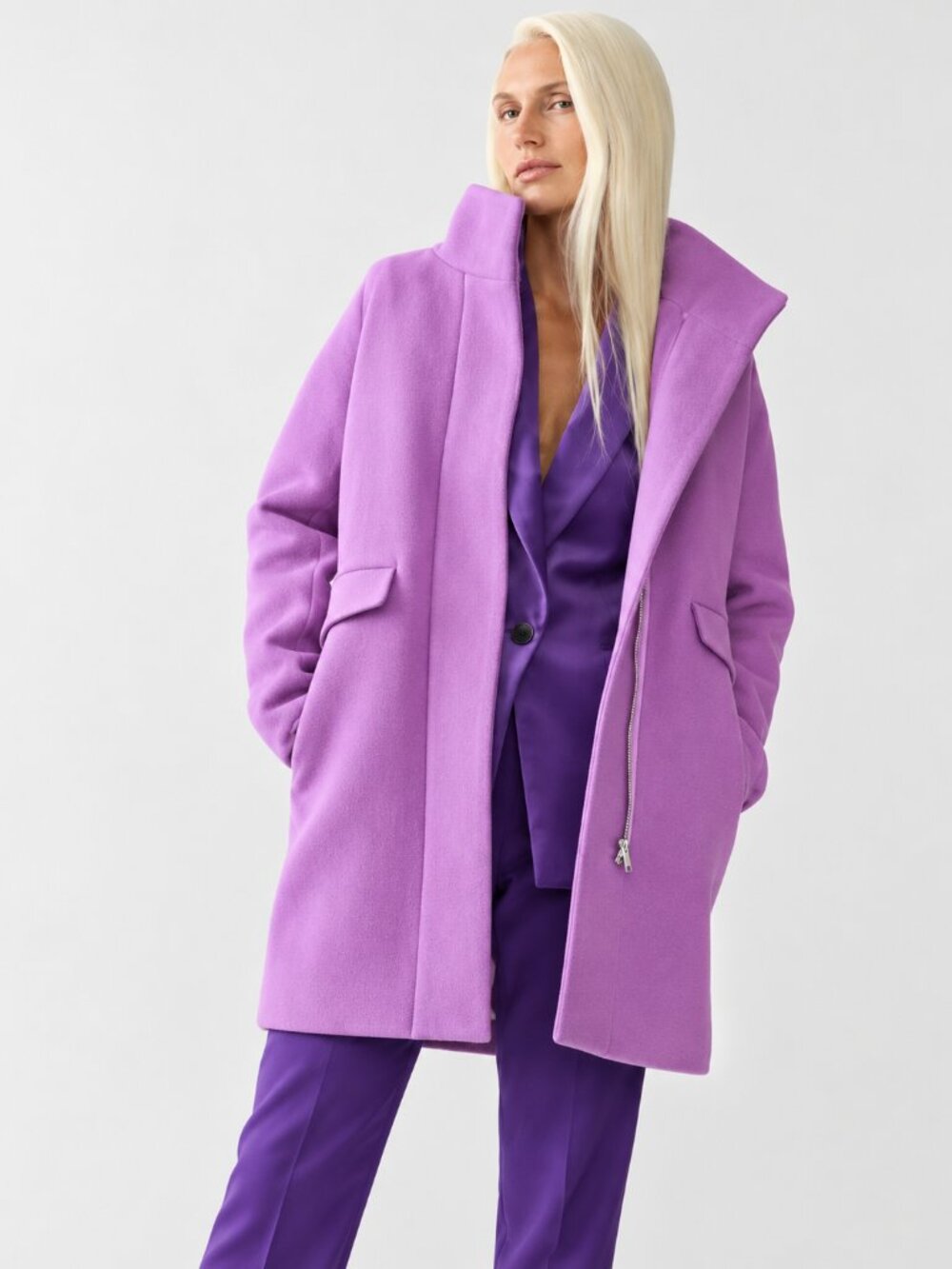 J. Crew Cocoon Wool Blend Coat in Wisteria Tree Purple Size 0